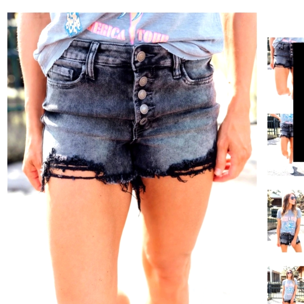 Vervet black distressed shorts
